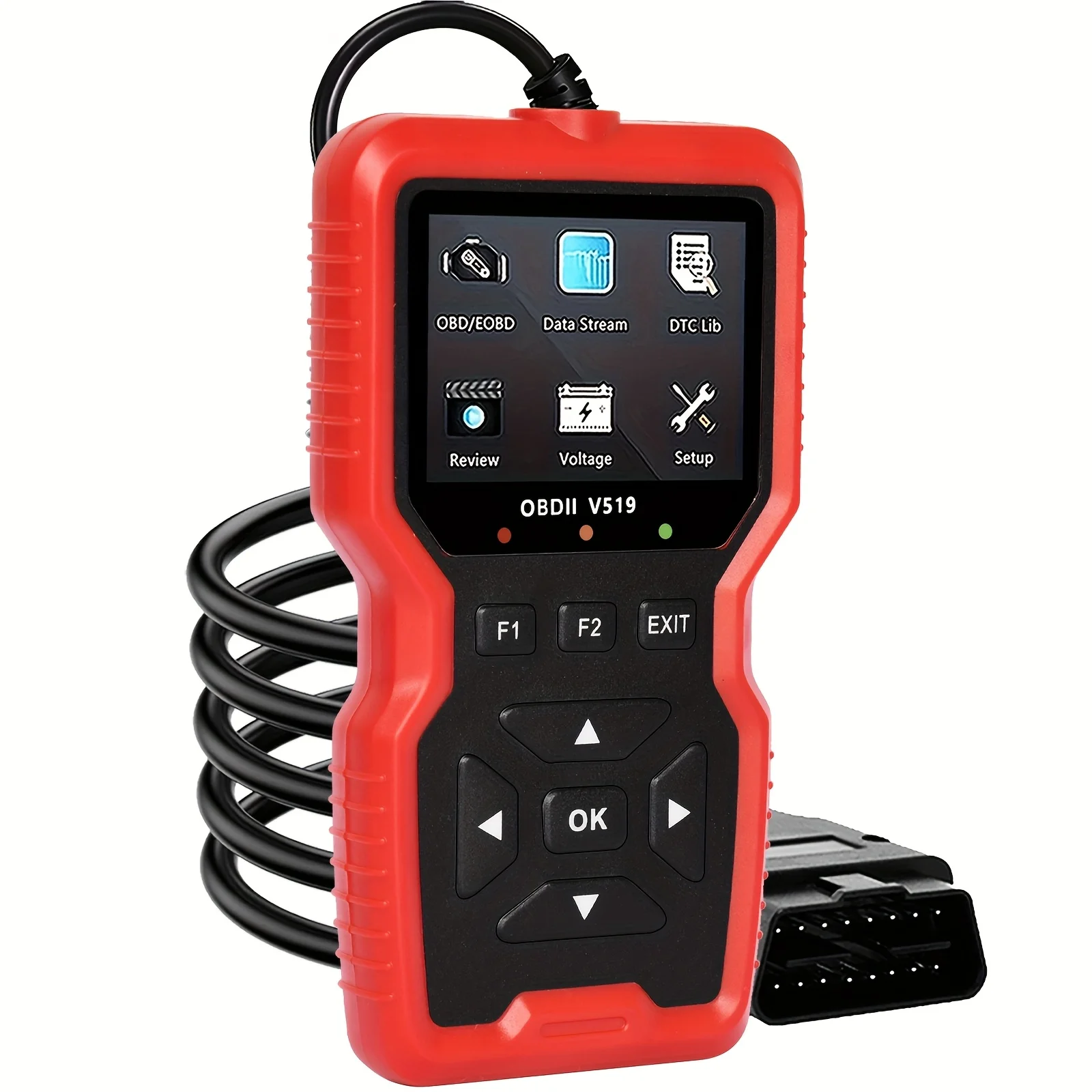 Professional Advanced Obdii/Eobd Car Diagnostic Scanner Tool, Battery Tester, I/M Readiness Status, Trouble Code Eraser, Suitable for All Obd Ii Protocol Cars since 1996, No Battery Required