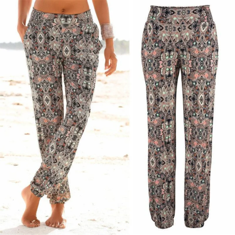 Pant women 2026 casual New summer fashion high-waisted patterned casual, tight-fitting slim long pants men's clothing