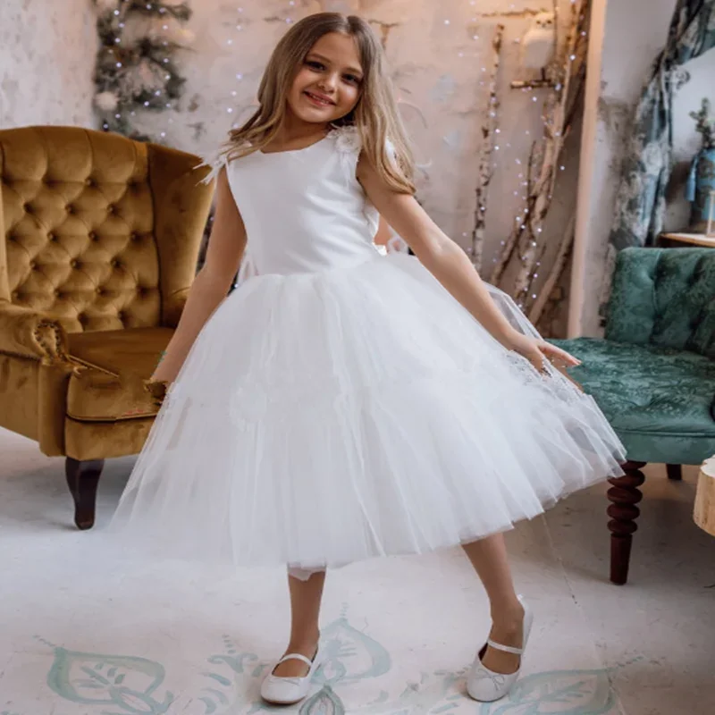 Sukienka dla dziewczynki do sypania kwiatów, koronkowa, dwuczęściowa, księżniczka, na urodziny, wesele, urocza sukienka komunijna dla dziecka