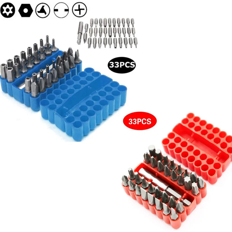 Juego de brocas de destornillador eléctrico, accesorios de combinación de tres garras y cuatro garras, Hexagonal, flor de ciruelo, 33 unids/set