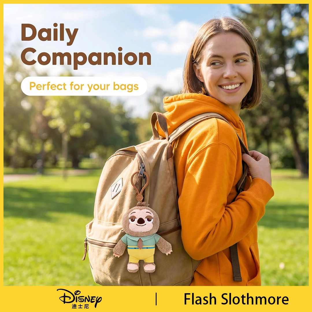 Potdemiel Disney Zootopia Flash Slothmore Stuffed Ring Clip Keychain Bag Charm Backpack Pendant Holiday Gift Souvenir Figure Toy view 2