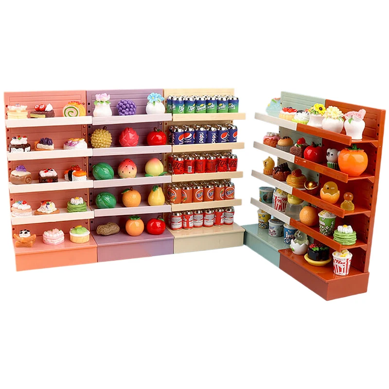 1PC Dollhouse Supermarket Display Shelf Dollhouse Simulated Snack Cabinet Dolls House Accessories