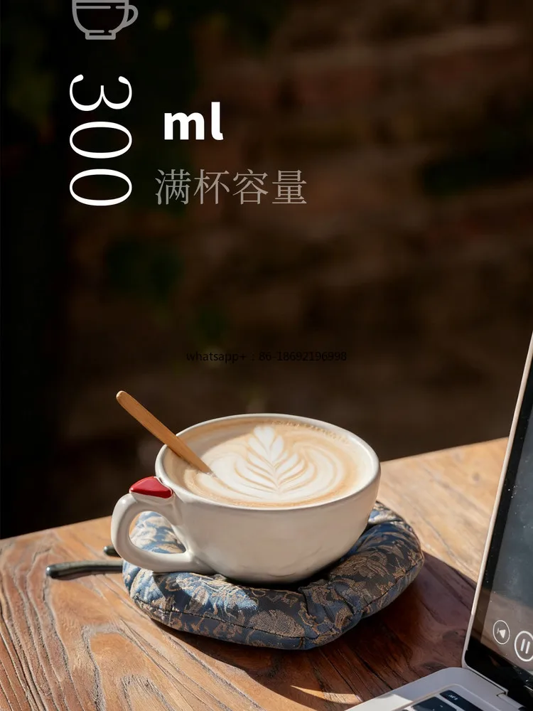 300Ml Coffee Cup Saucer Afternoon Teacup Latte Cup Breakfast Cup for Girlfriend Birthday Gift