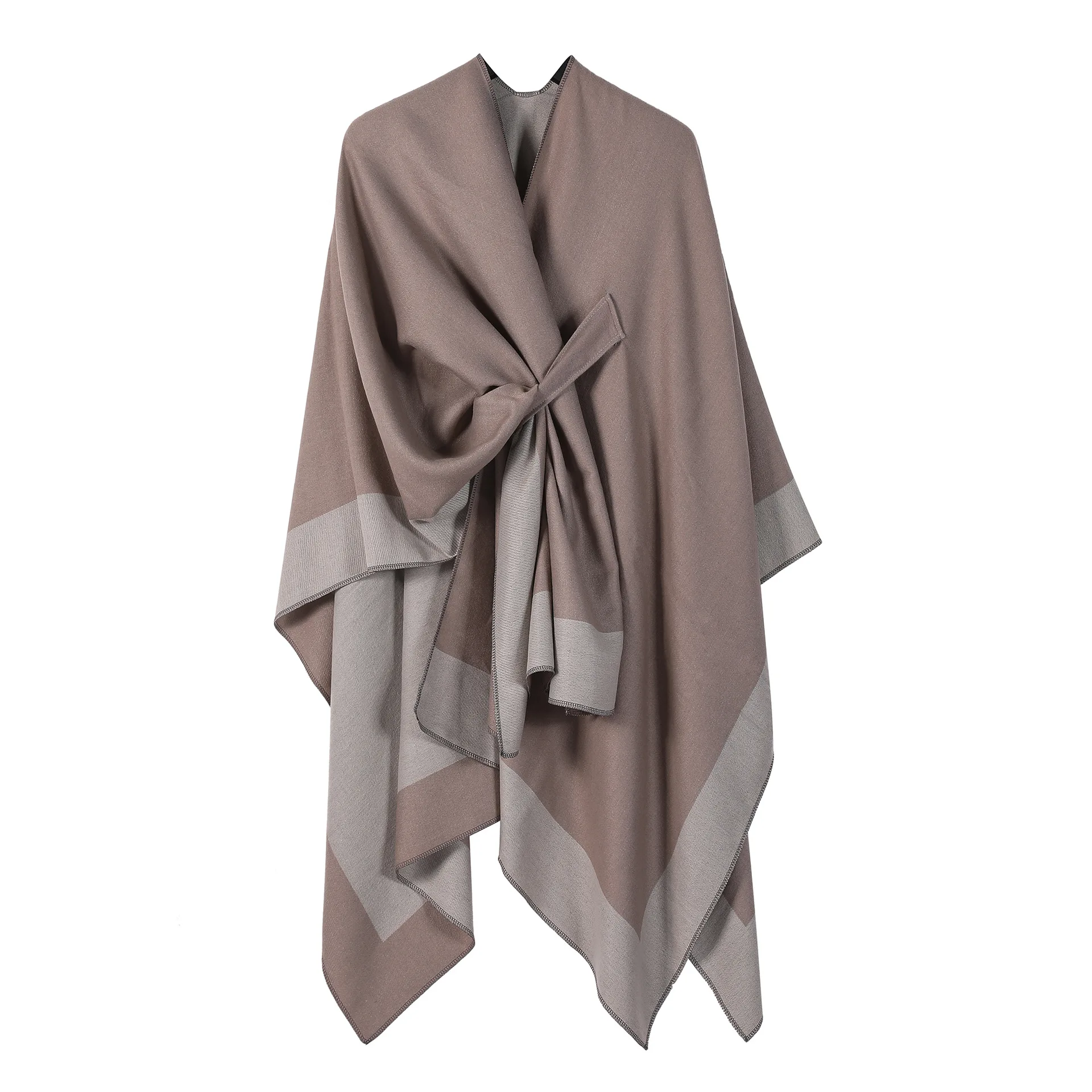 Capa Cardigan de Malha Irregular para Mulheres, Ponchos, Coffee Cloak, Novo, Outono e Inverno