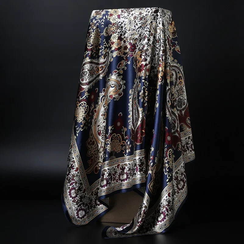 

Fashion Hijab Scarf For Women Square Shawls Satin Silk Hair Scarfs Female 90*90cm Kerchief Bandana Head Neck Scarves For Ladies