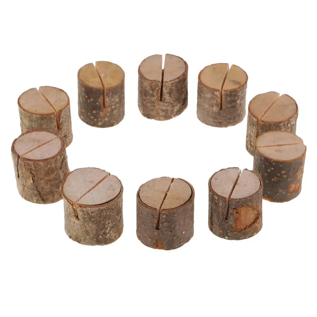 10 Pieces Natural Wood Log Blocks Holder for Wedding Party Table Decoration