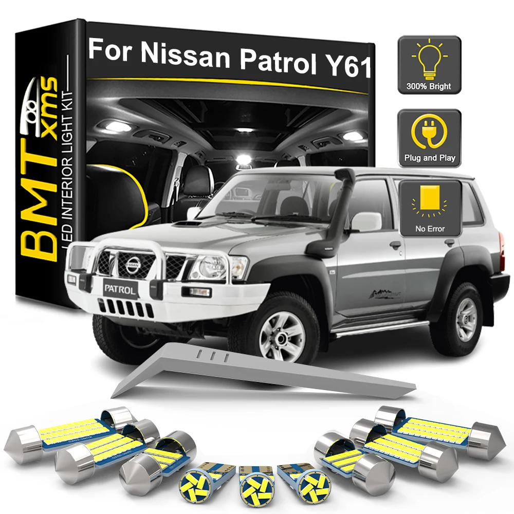 

BMTxms 9Pcs For Nissan Patrol Patrol Y61 2000- 2009 2010 2011 2012 2013 Car Canbus LED Interior Light Bulb Kit Reading Trunk