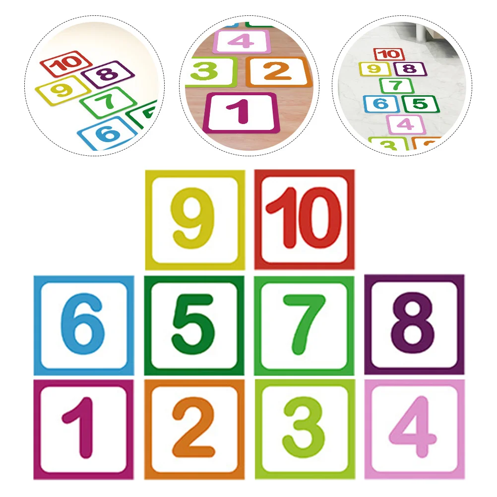 

10 Sheets Anti-Slip Number Floor Stickers Self-Adhesive Cartoon Rocket Pattern for Playroom Bedroom Kindergarten Decorative