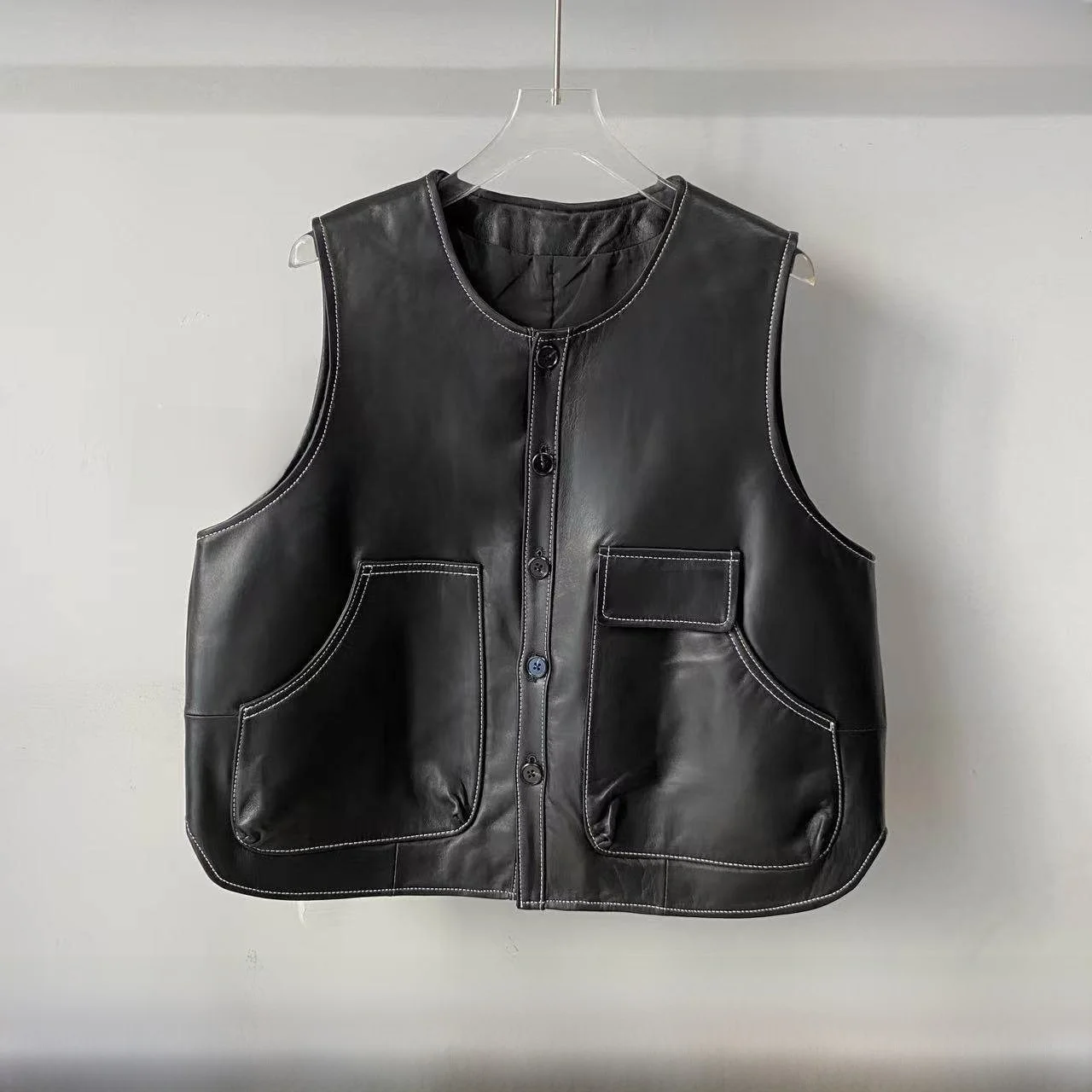 

Осень 2023, новинка Sle, женский модный жилет из натуральной кожи и овчины, универсальная майка Svel, пальто от n