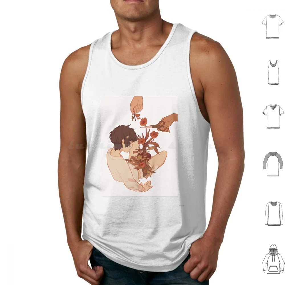 Overgrown Tank Tops Vest Sleeveless Flowers Floral Aesthetic Plants Plant Boy Boy Plant Flower Original Character Oc Bandages