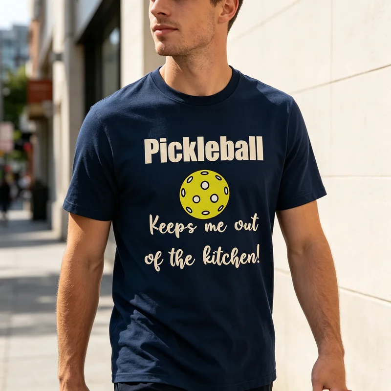 Pickleball Keeps Me Out Of The Kitchen Funny T-Shirt Casual Cotton Tee for Pickleball Lovers Men Women Gift Shirt Streetwear