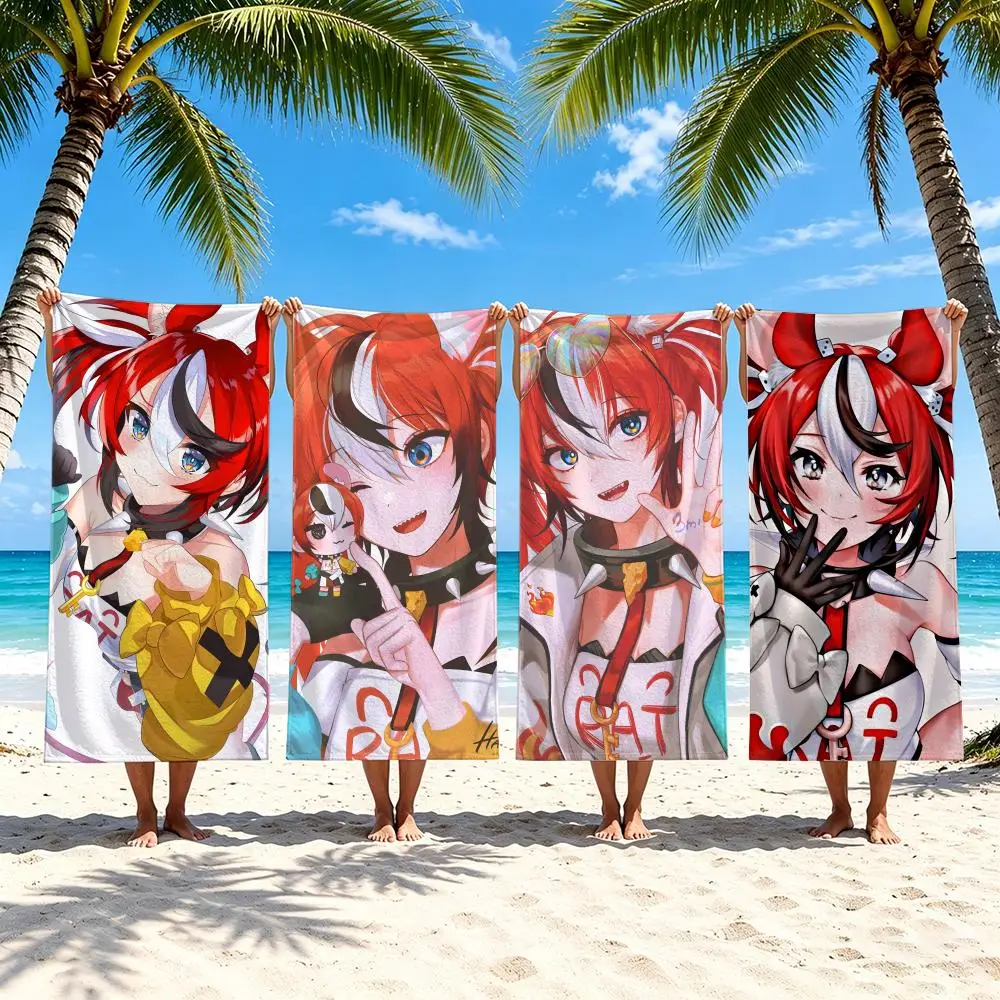 VTuber Hakos Baelz Towel Towel Beach Towel Oversized Quick Dry Towel Absorbent Soft Swim BeachTowels for Men Women