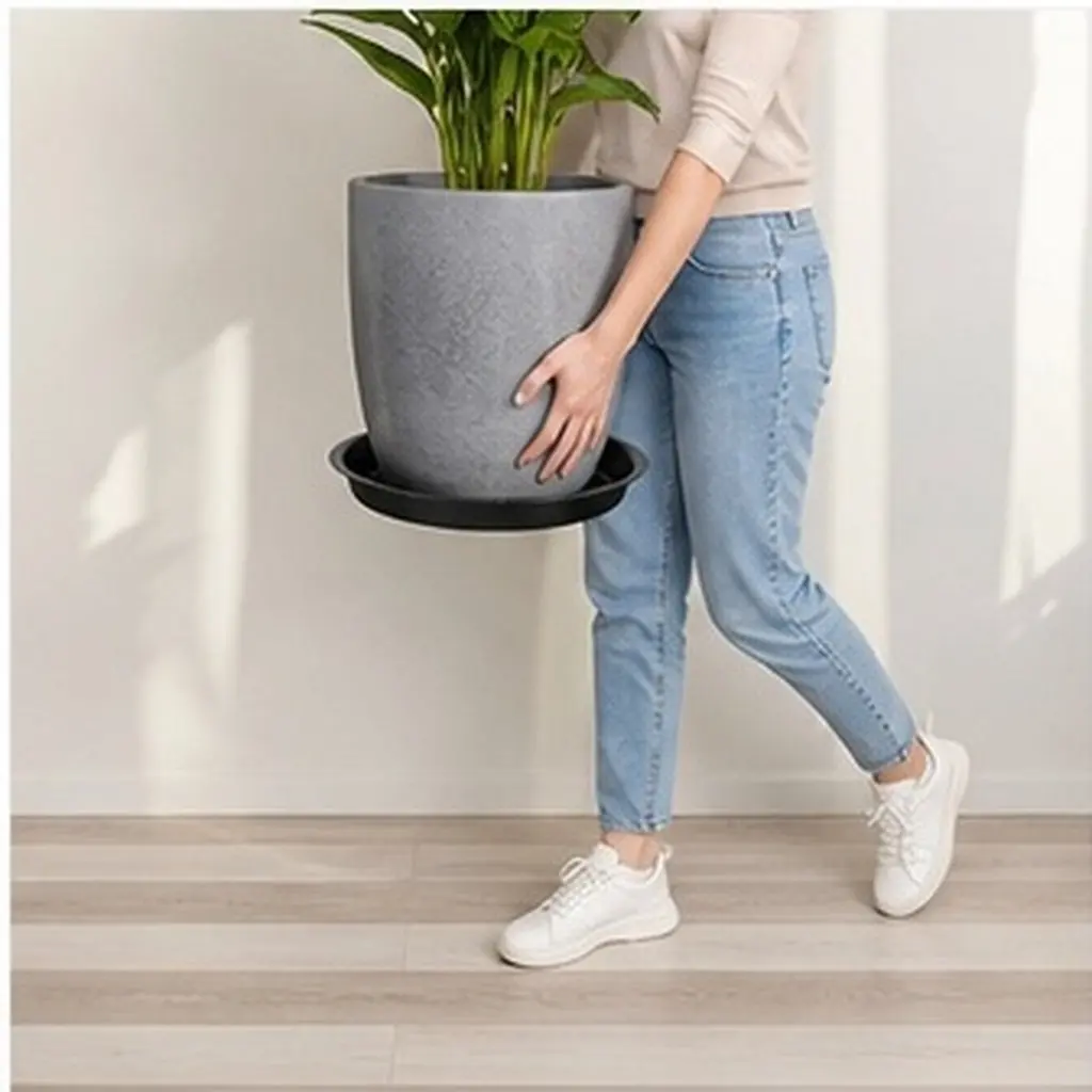 2Pcs Reusable Round Plant Saucer Tray PP Material Flower Pot Tray to Catch Water Prevent Floor Stains Garden Indoor Use