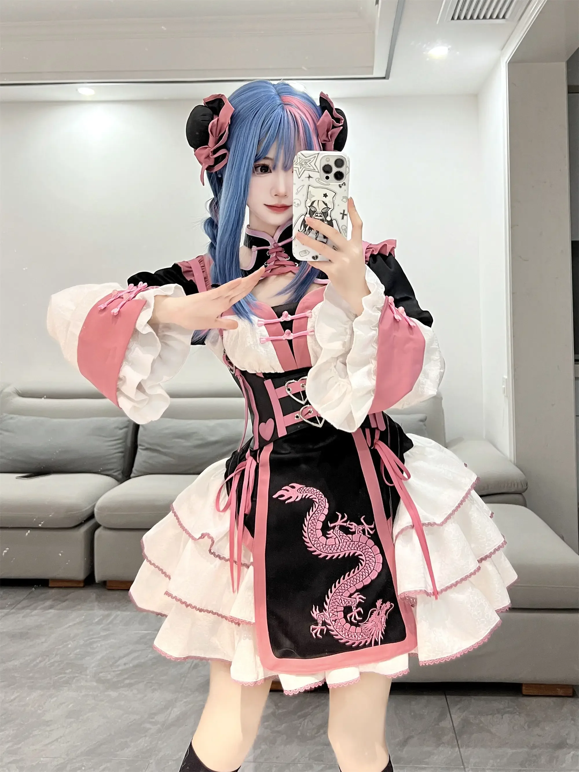 

Sweet OP Chinese Style Qipao Improved Sweet Spicy Yabi Style Spicy Girl lolita Dress Cos Loli Tea Party Embroidery Dress