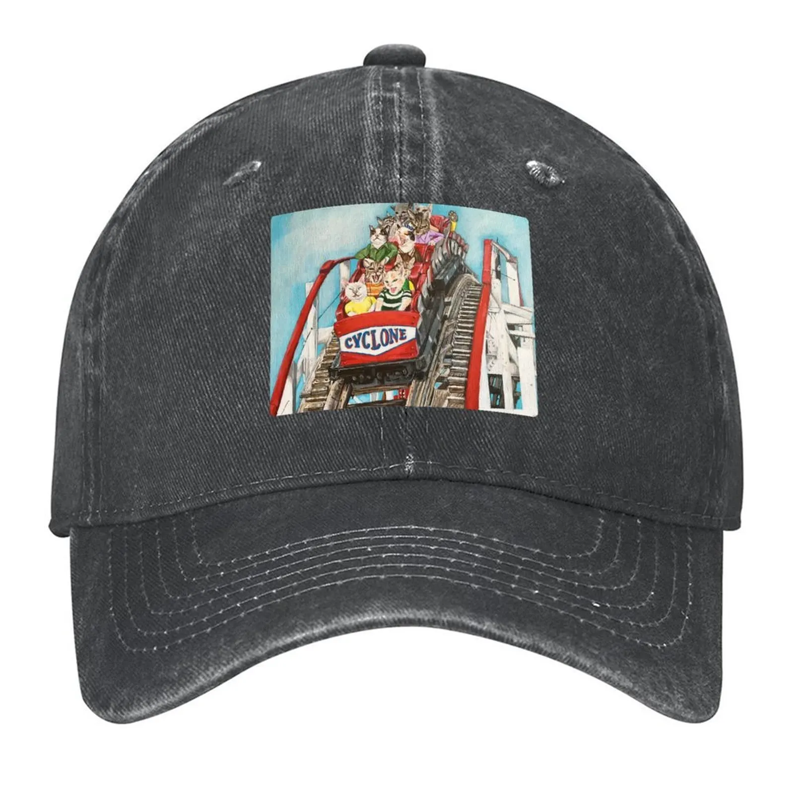 

Ride the Cyclone - Paint cats funny Baseball Cap Hat Man Luxury Trucker Hat funny hat Rave Hats For Women Men's