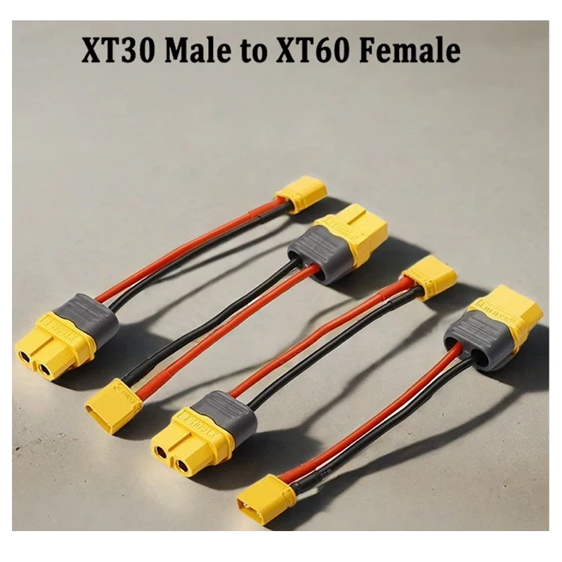 4 個 AMASS XT30 オス - XT60 メスプラグコネクタアダプター 100mm 16AWG シリコンワイヤー付き RC リポバッテリー RC ドローンカーボート用