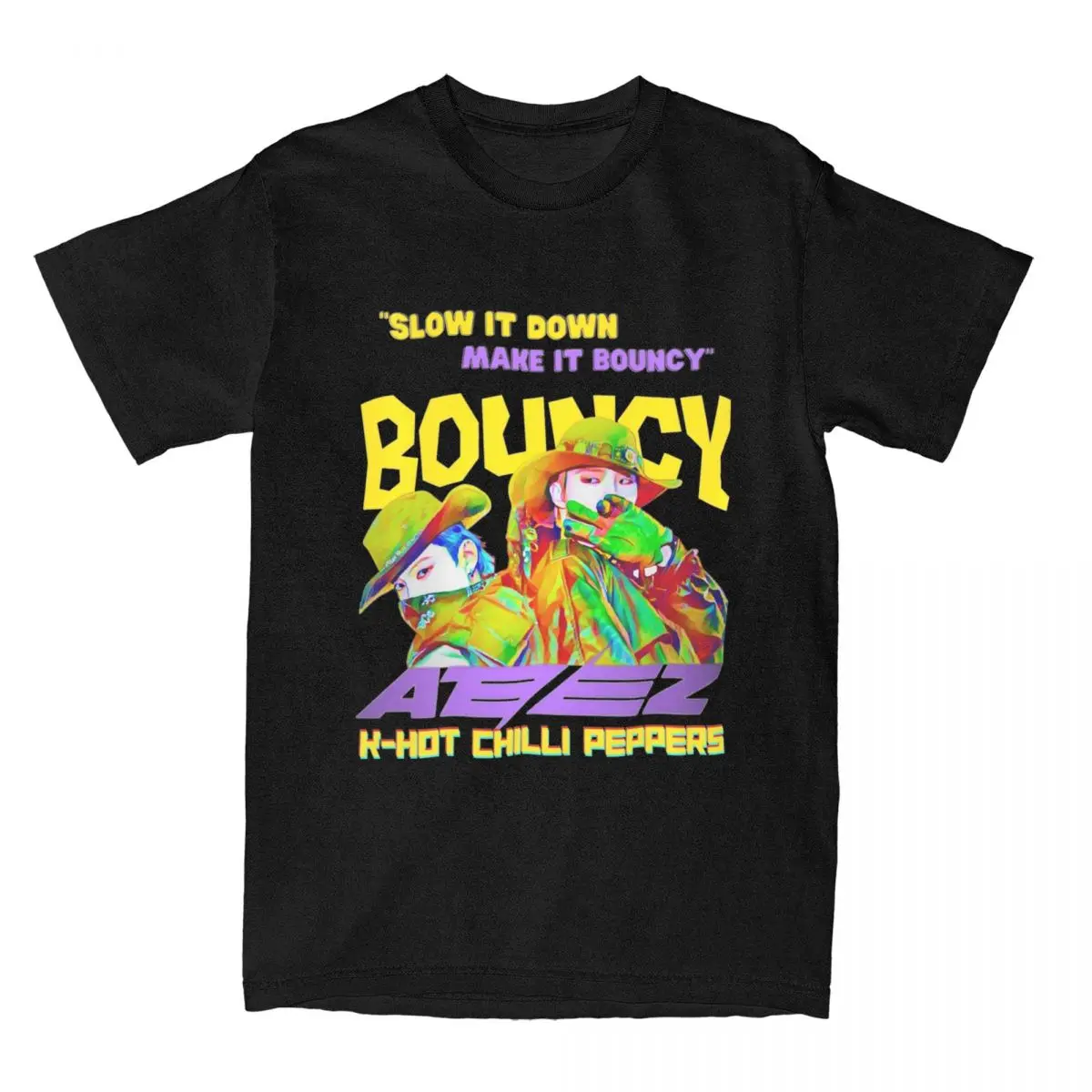 Camiseta de grupo ATEEZ BOUNCY Funk Kpop para hombre y mujer, camisa informal de mercancía, 100% algodón, Tops, recién llegados