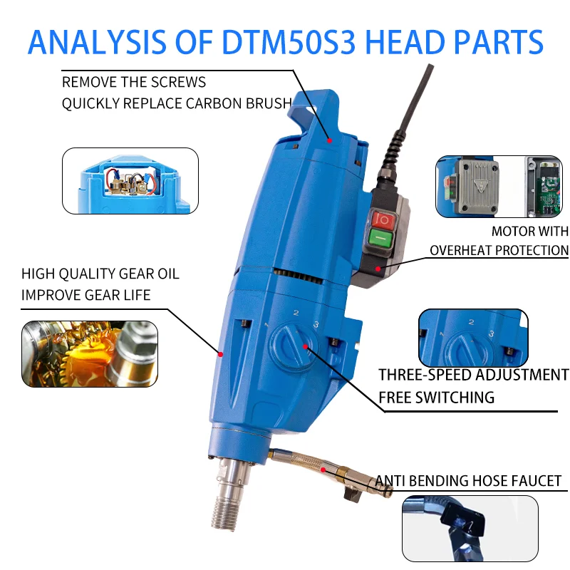 

Professional Three-Speed Transmission 505mm Diamond Core Drilling Machine Motor Powered Tools & Concrete Tools Drilling Machine