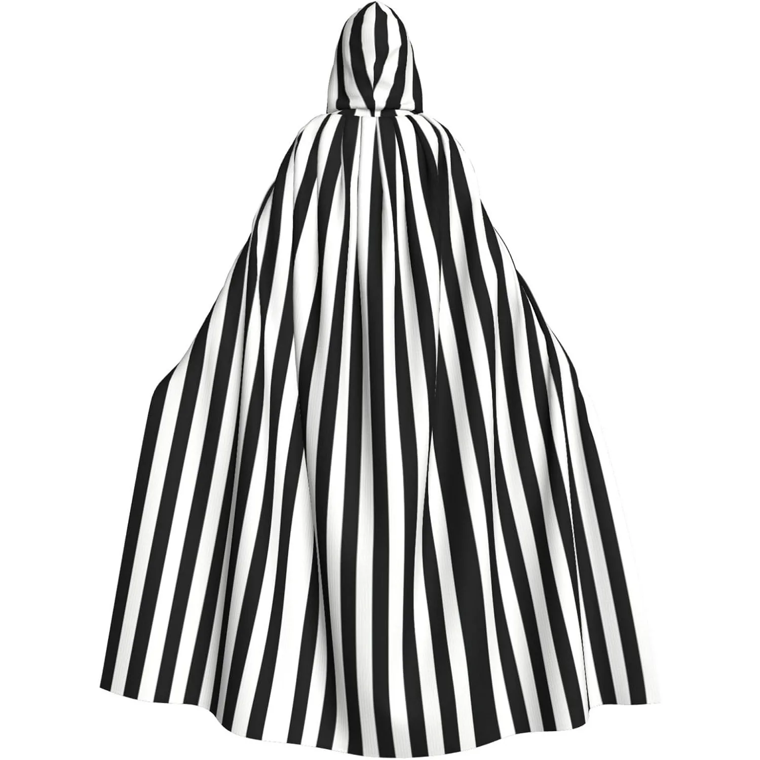 

Черно-белая накидка с капюшоном и принтом в полоску для взрослых, карнавальная праздничная накидка, халат для косплея, костюм для вечеринки, готический карнавал