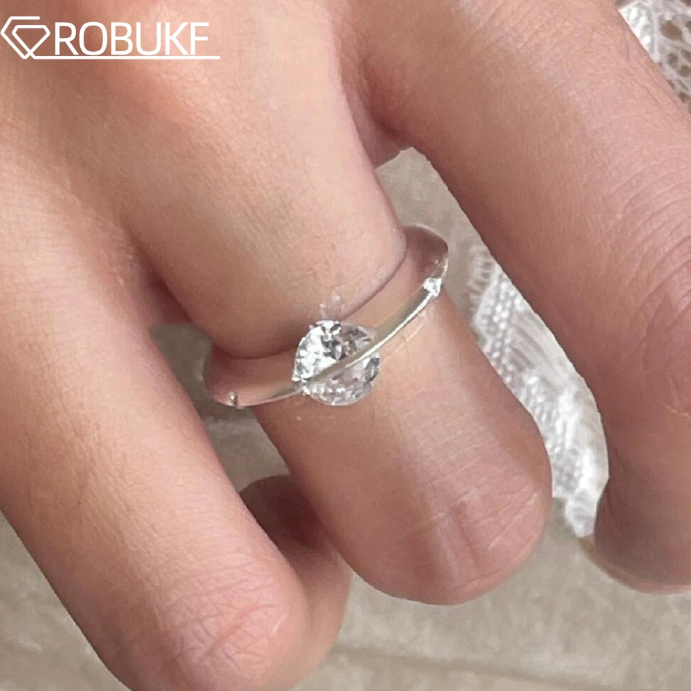 1Carat Solitaire Diamond Moissanite Rings for Women 925 Sterling Silver Spinning Stellar Planet Ring Wedding Band with Certified