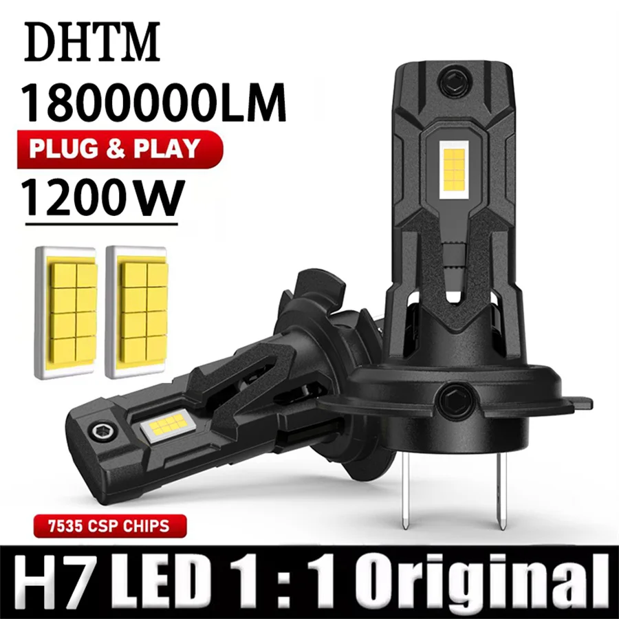 

H7 LED CANBUS Lights 1:1 Галогенная лампа Супер яркая автомобильная фара с вентилятором 1200 Вт 6000 К Белая турбо светодиодная фара Противотуманные лампы 12 В