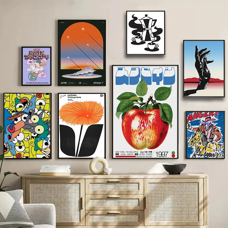 خمر مجردة الملصقات الكلاسيكية الرجعية العقل المتاهة طباعة منتصف القرن الرسم على لوحات القماش الجدارية للنادي غرفة المعيشة ديكور المنزل #2