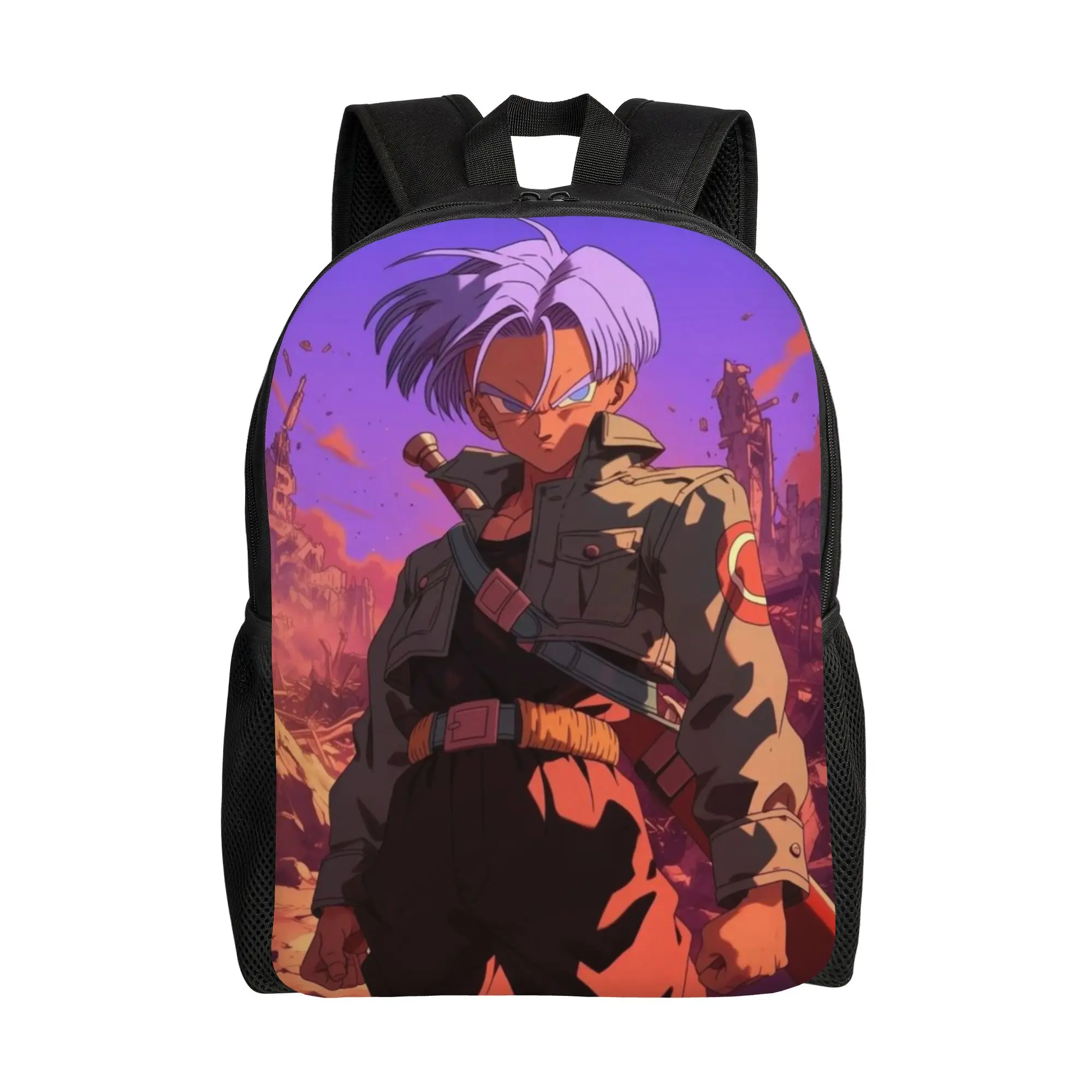 

Trunks College Bag Back to school season Spiky Purple Hair Teen Fighter Good Quality Backpack