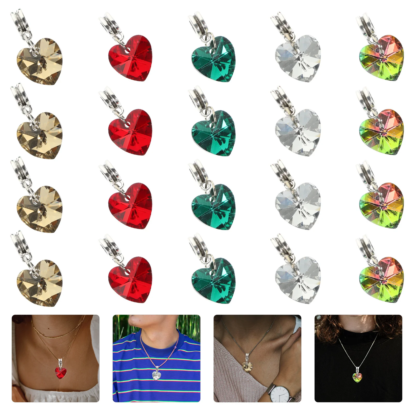 50Pcs Creative Heart Shape Electroplated Pendants DIY Jewelry Making Necklace Bracelet Accessories Professional Charms