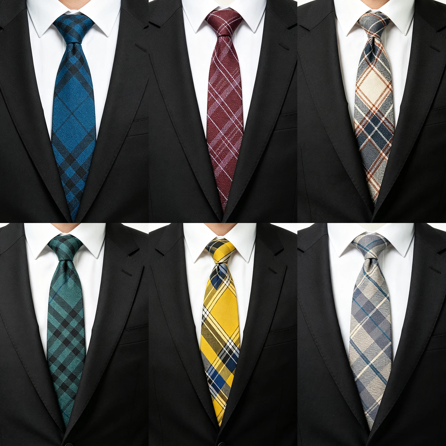 Men's Retro Plaid Cotton Tie Classic Tartan Check Necktie for Business Wedding Party Formal Suit Shirt Accessory