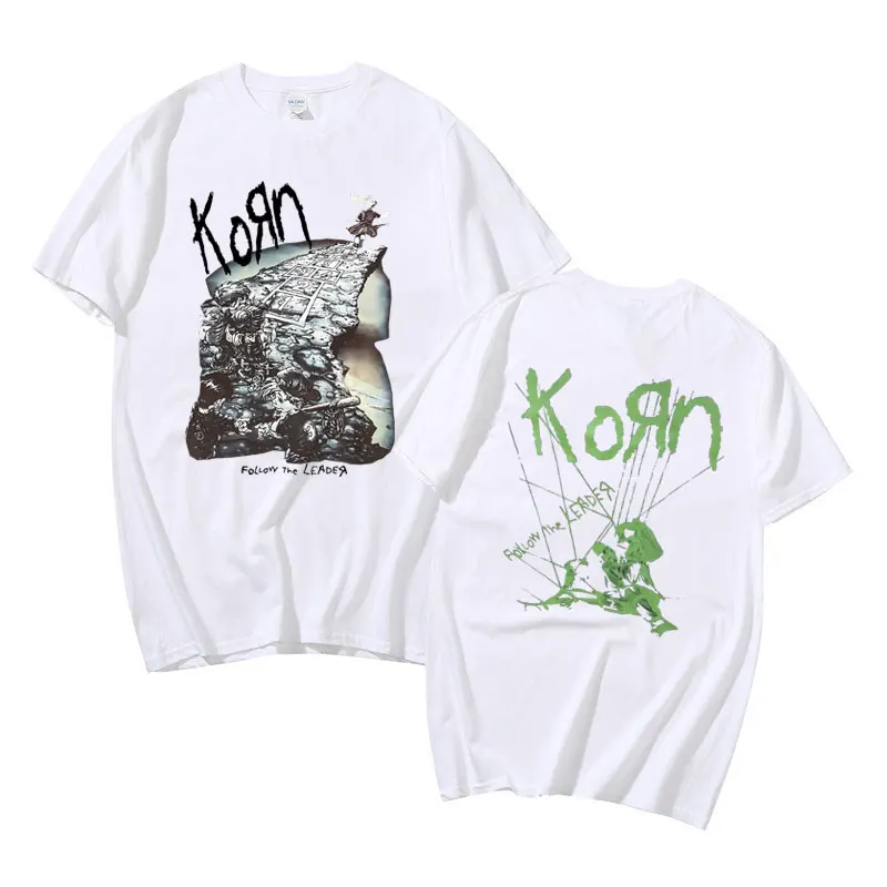 Rock Band Korn Ftl 25 Follow The Leader Graphic T Shirt Men Women Gothic Casual Oversized Tees Male T-shirts Mens Vintage Tshirt