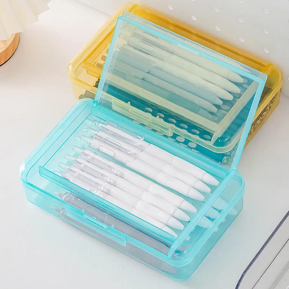 Durable Pencil Case Stackable Pencil Box Stackable Double Layer Transparent Plastic Pencil Case Capacity Stationery for Students