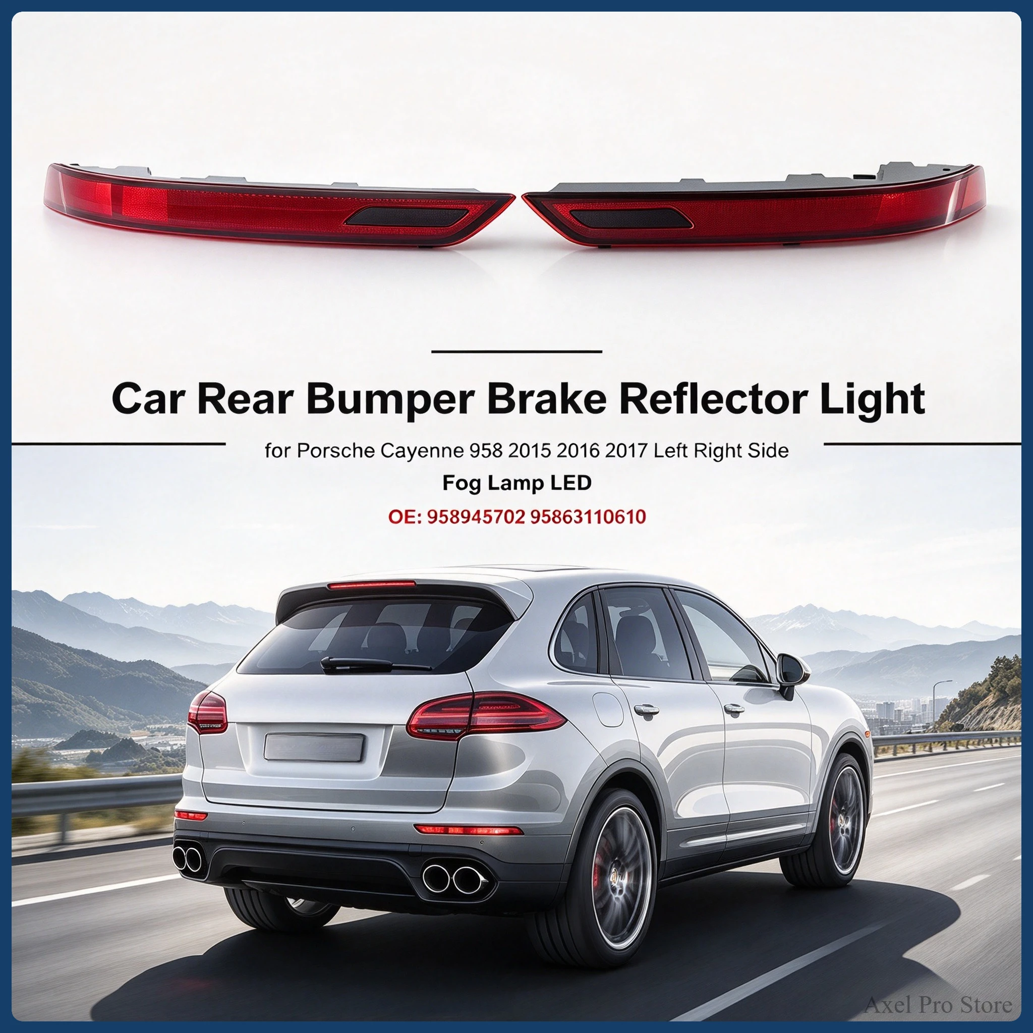 Car Rear Bumper Brake Reflector Light for Porsche Cayenne 958 2015 2016 2017 Left Right Side Fog Lamp LED 958945702 95863110610