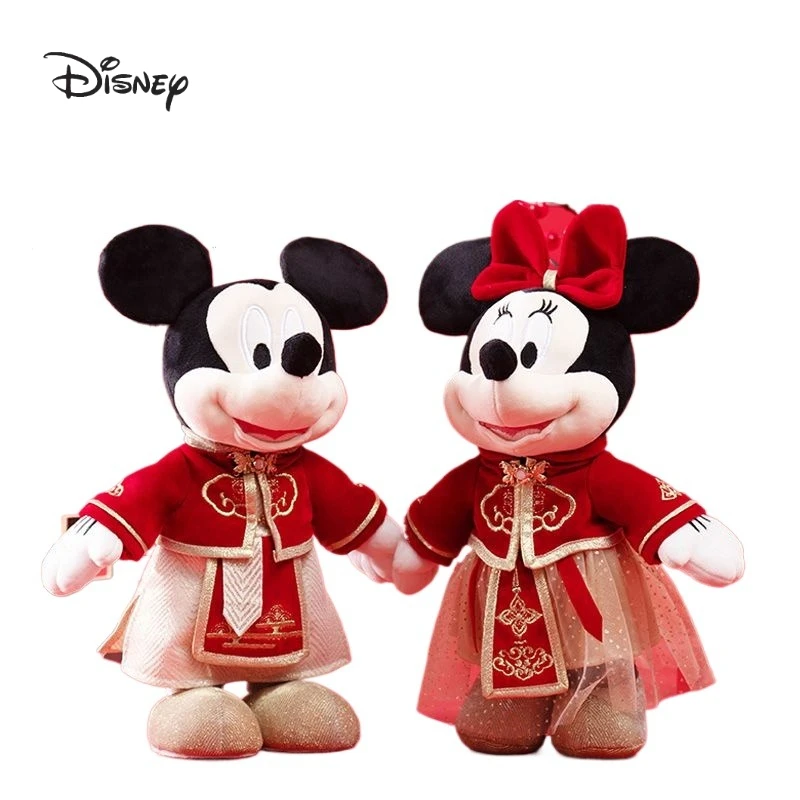 

Милая плюшевая игрушка с изображением Микки Диснея, креативная персонализированная свадебная серия в китайском стиле, плюшевая кукла, украшение, Рождественский подарок