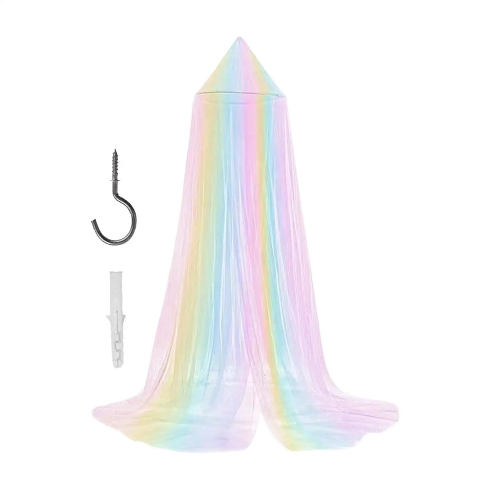 Princess Bed Canopy Cute Rainbow Breathable Mosquito Netting Play Tent Decoration Girls Room Bedroom Reading Sleeping Canopy