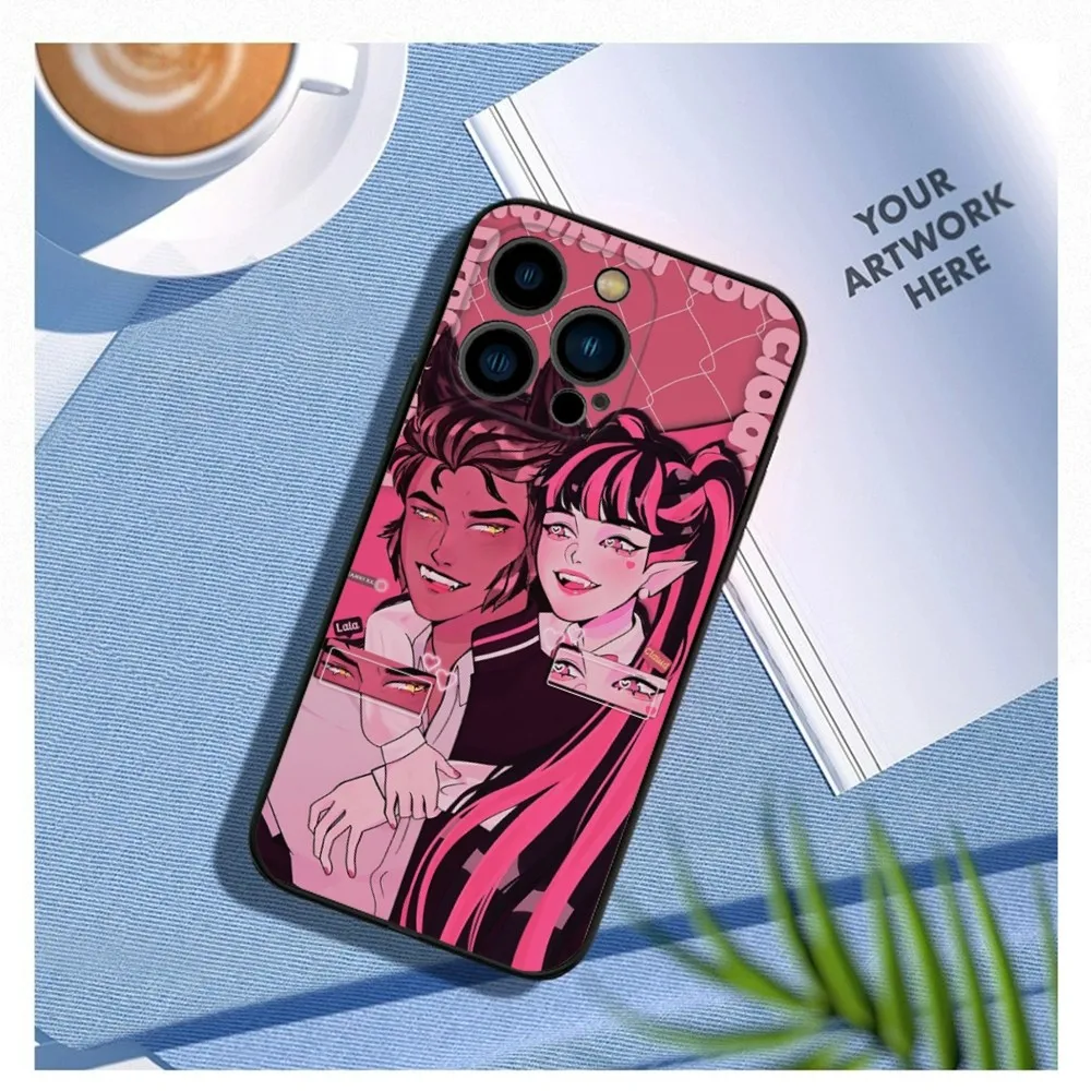 Cartoon M-Monster High Phone Case For iPhone15,14,13,12 Mini 11 Pro XR,X,XS,MAX 7,8 Plus Silicone Cover Soft Black