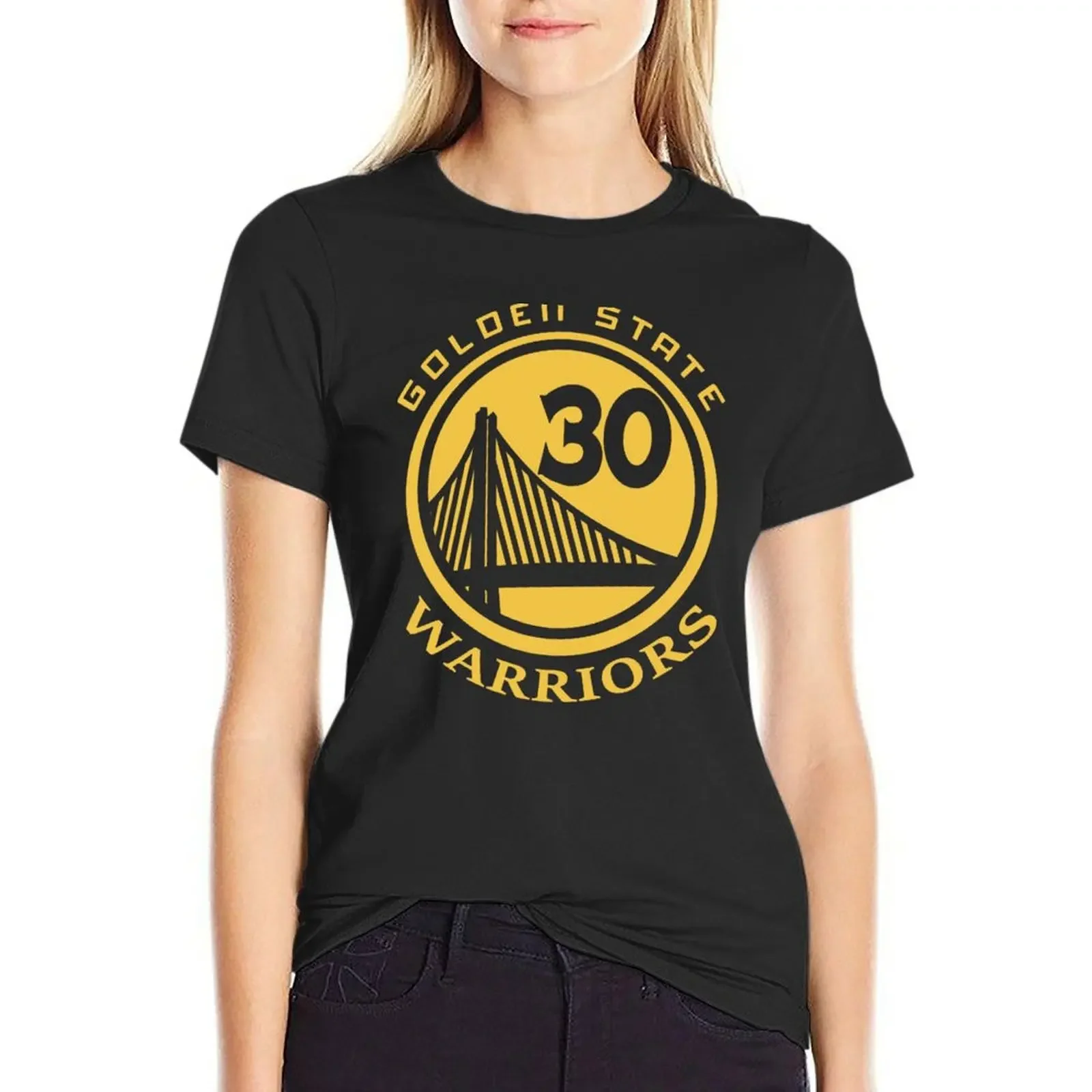 

Golden SW Logo T-Shirt sweat kawaii clothes cute tops Aesthetic clothing Woman T-shirts