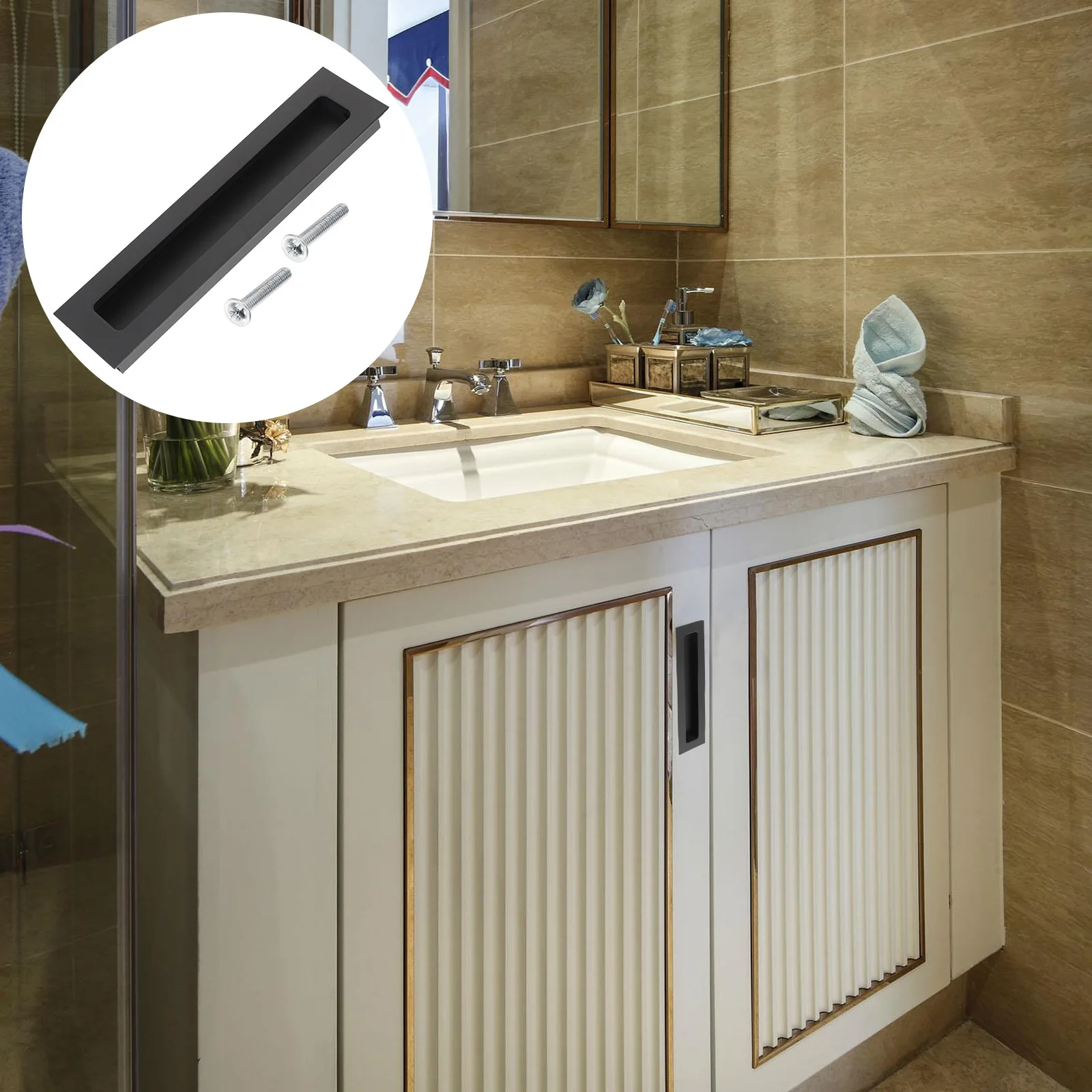 

Hidden Recessed Pull Cabinet Handles Concealed Door Pulls High Hardness Long Time Use Smooth Surface Easy Install Home Furniture