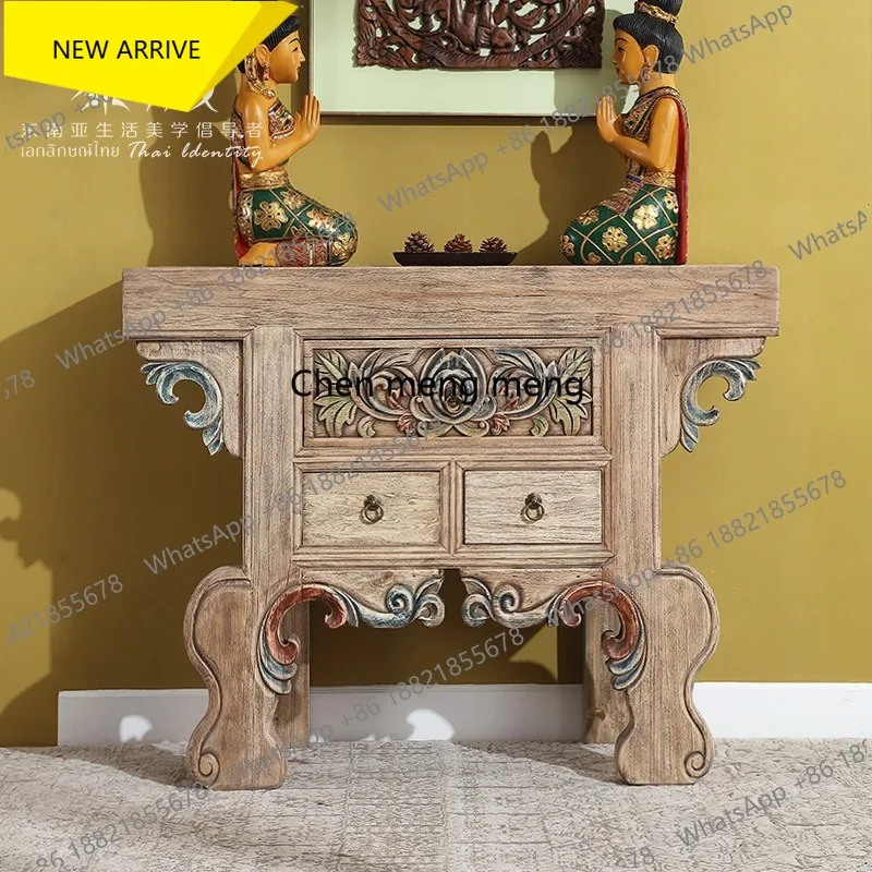 

G153 South East Asia style solid wood carving table furniture New Chinese Buddhist cabinet entrance Buddhist table incense case