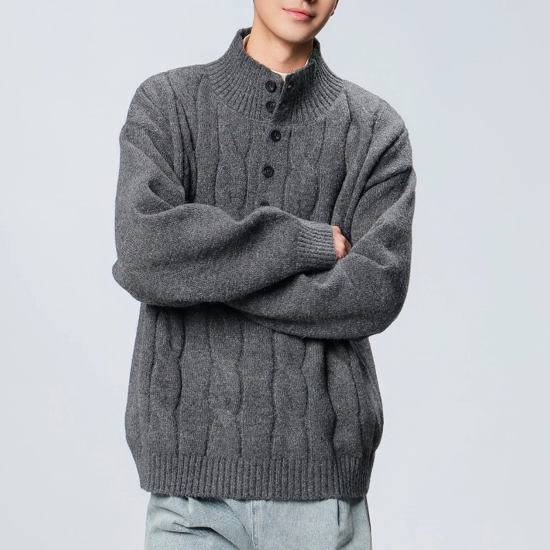 Slim Fit Pullovers Sweaters Knit Pullover Mock Neck High Neck Sweater  Men Knit Business Dress Old Money Man Coat Sports jacket