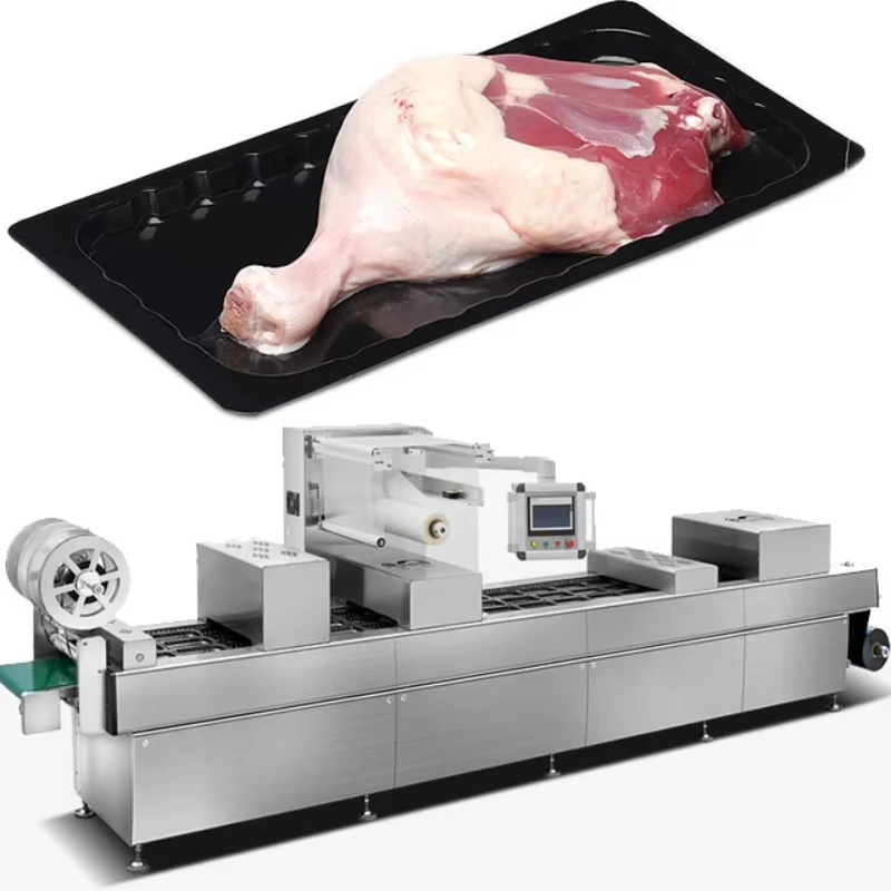 Automatic Meat Thermoforming Skin Packing Machine Tray Sealer Vacuum Food Packer Commercial Sale Support Custom