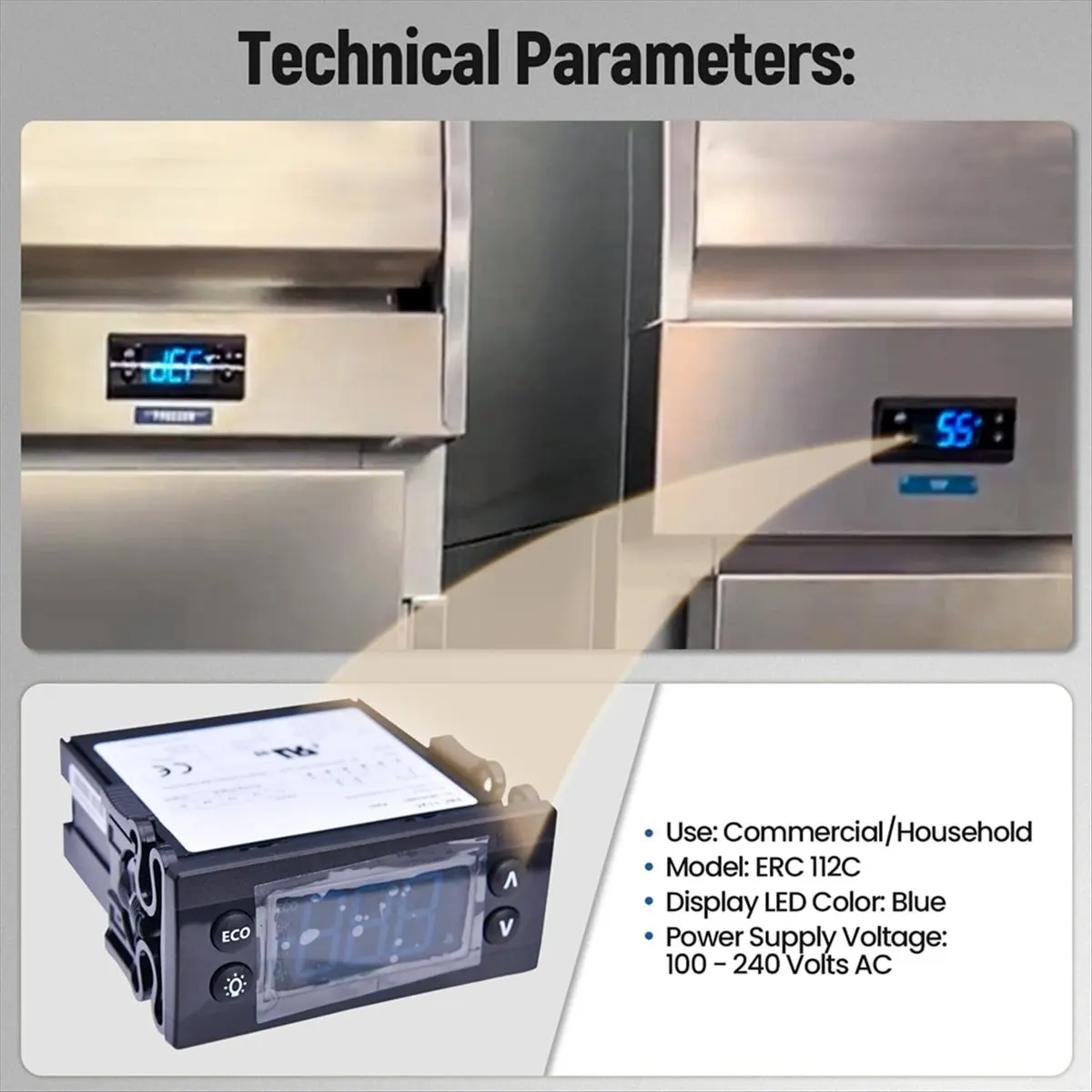 A008 Erc112C Temperature Controller Kit, Electronic Refrigeration Controller with Sensor Compatible with 080G3491