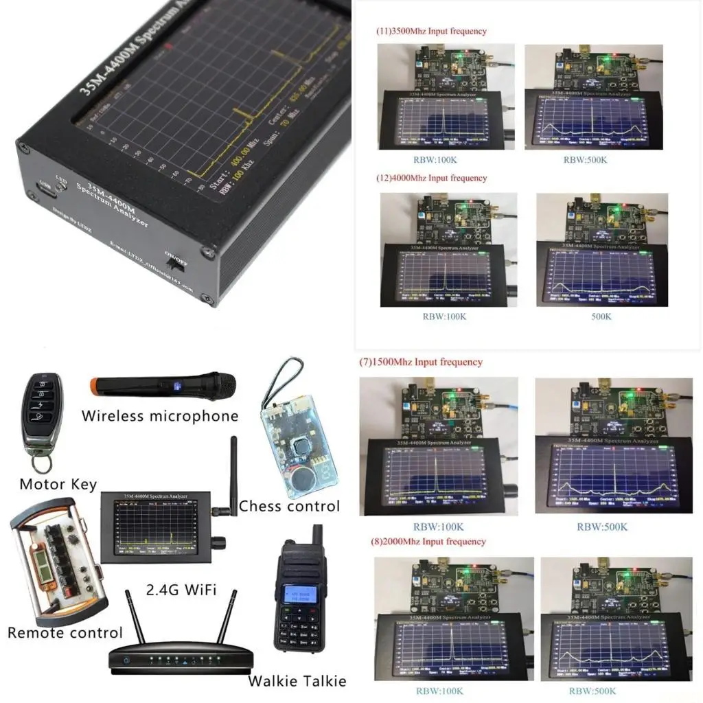 B03F 4.3Inch Screen Frequency Analyser Spectrum with Antenna 35M-4400Mhz