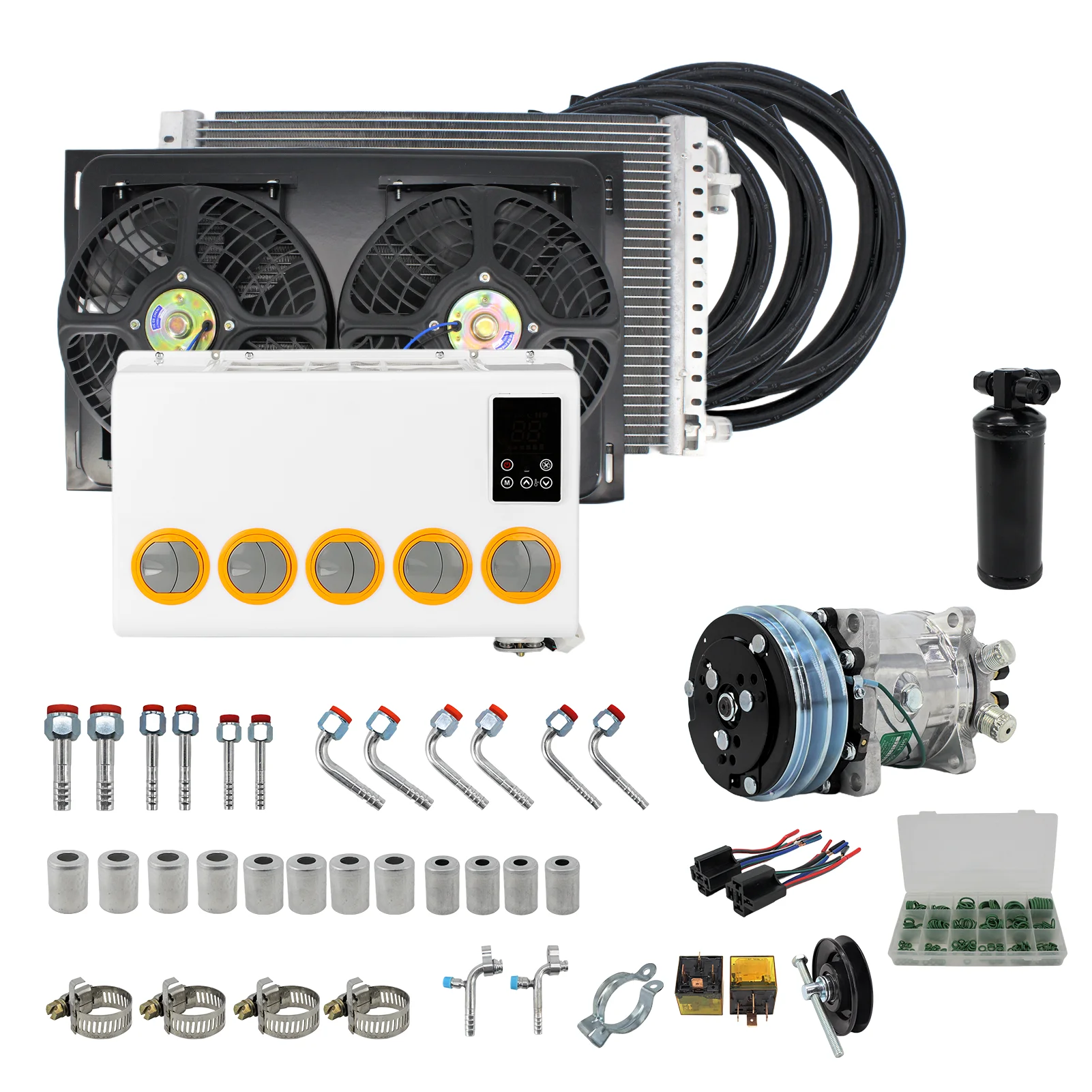 

RV65F 12V/24V automobile air conditioner 508 compressor kit, for hook truck forklift van van AC accessories