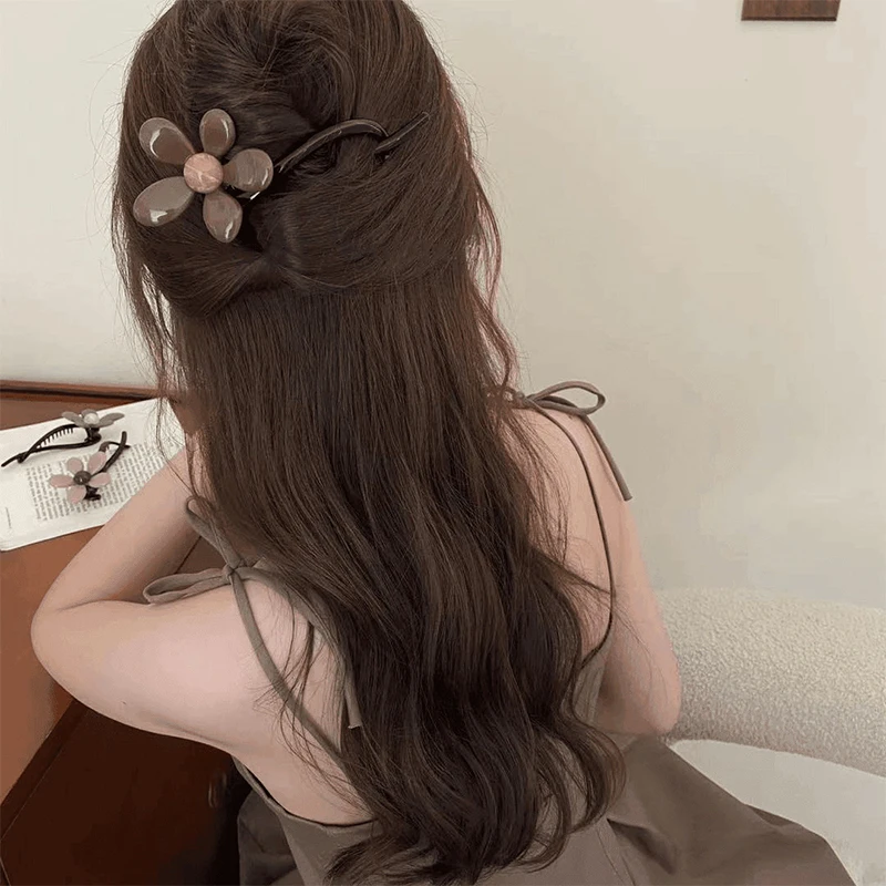 Hairpin Flower Bead Twisted Clip Frog Buckle Hair Styling Tool Line Grab Clip Hair Accessories Hair Clip Ponytail Clip Women