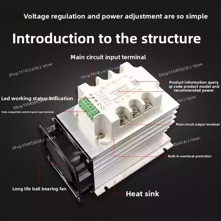 Three-Phase AC Voltage Regulator Module - RS485 Modbus-RTU SCR Dimming Power Regulator