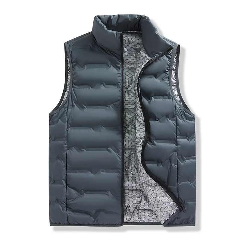 Windproof  Down Vests for Men 80% White Duck Down Classic Stand Collar 6 XL Sleeveless Jacket