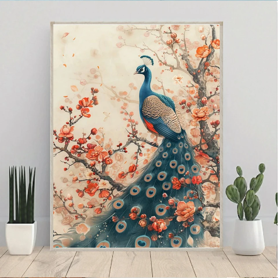 Full Square Round Diamond Embroidery Animal Peacock Diy Diamond Mosaic Flower Complete Kit Home Decor Handmade Gift image 2