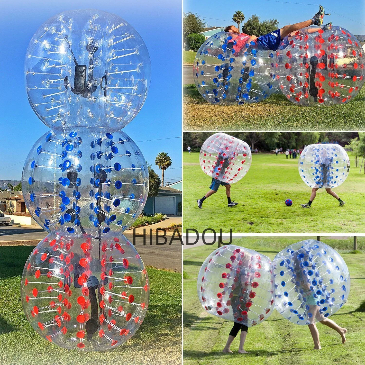HIBADOU 팽창식 범퍼 버블 축구공, 어린이용 팽창식 바디 조브 볼, 직경 4 피트 (1.2 m)