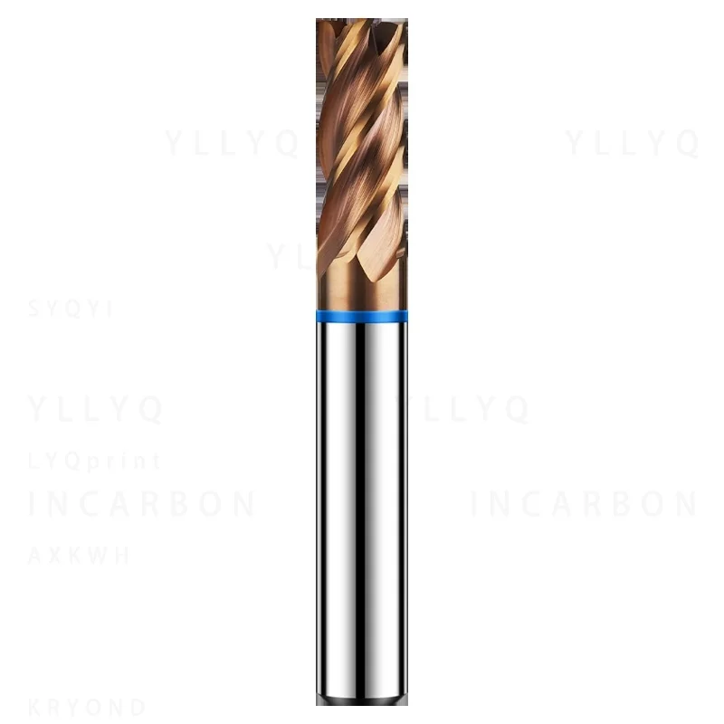 TGB-HRC65 4 Flute Color Ring Flat End Mill Tungsten Carbide Alloy Coated CNC Milling Cutter Endmill Tool for Machining