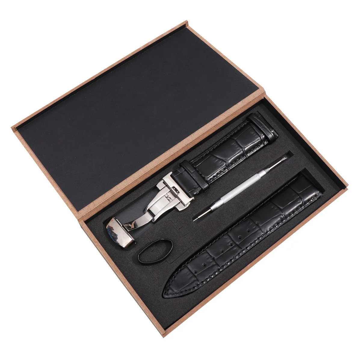 

22mm Black Cowhide Watch Band Comfortable Wear Simple Attractive Design Replace Old Damaged Straps Watch Strap